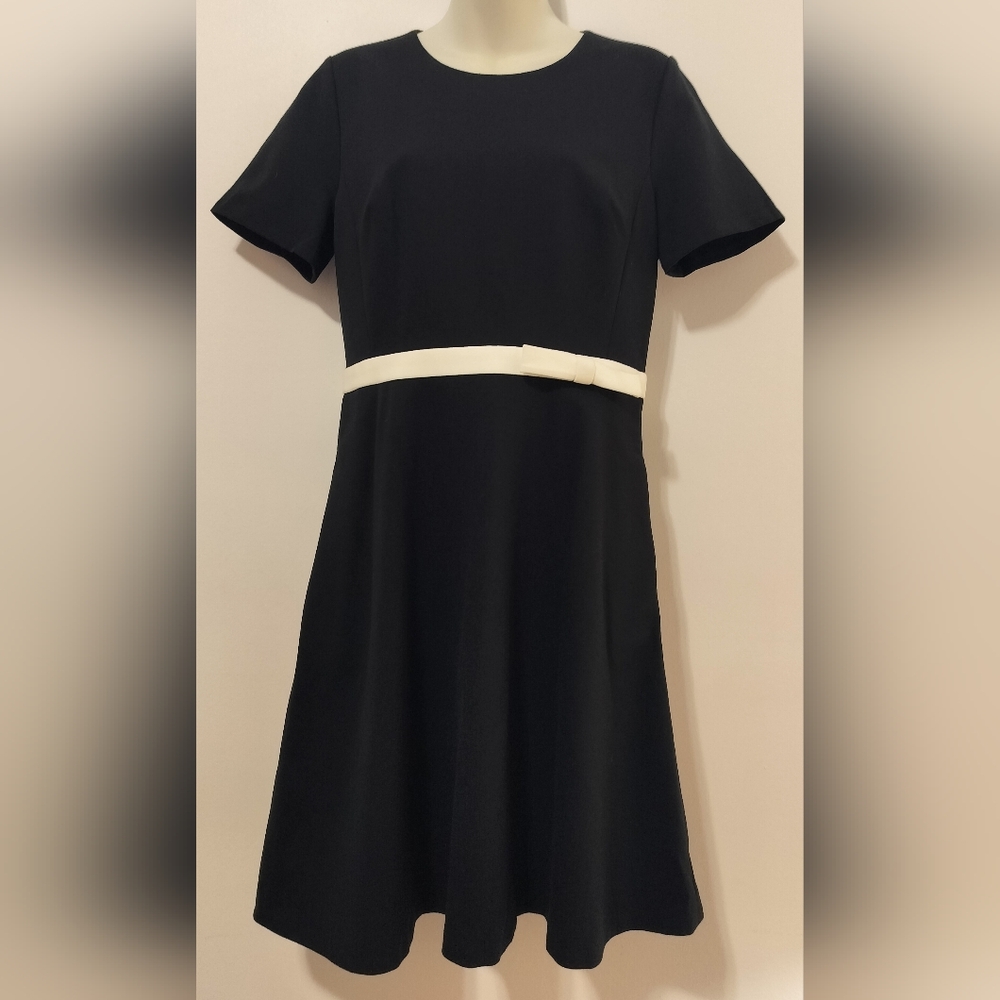 NWT Kate Spade Women's Black Bow Waist Ponte A-line Dress With Pockets 6